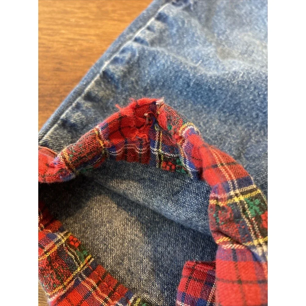 Vintage Oshkosh Bubble Overalls Bibs 24 Months Girls Denim And Red Plaid Floral